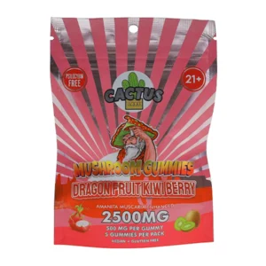 Dragon Fruit Kiwi Berry Cactus Labs Amanita Muscara Mushroom Gummies 2500mg