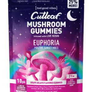 Grape Gelato Cutleaf Euphoria Mushroom Gummies 1000mg 10ct